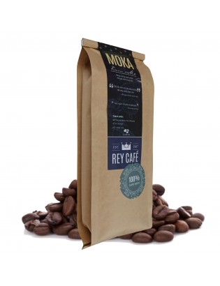 Cà phê Moka Đam Mê - Gói 500gr - Thành phần hạt Moka-Robusta-Culi nguyên chất có bơ - Thương hiệu Rey Cafe