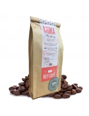 Cà phê Moka Nhẹ Nhàng - Gói 300gr - Thành phần hạt Moka nguyên chất có bơ - Thương hiệu Rey Cafe