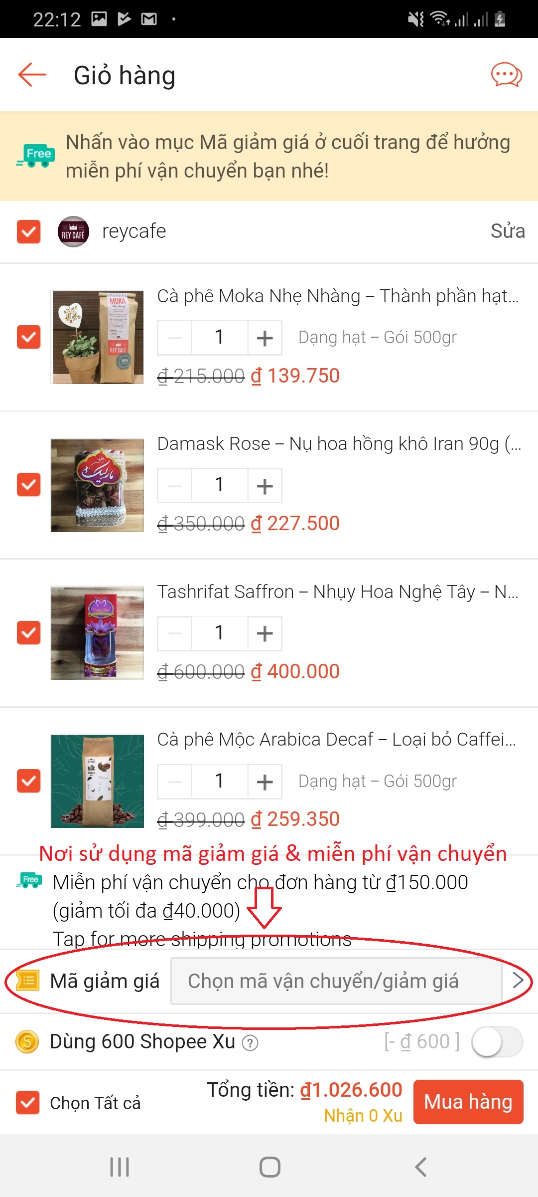 Mục mã giảm giá của Shopee